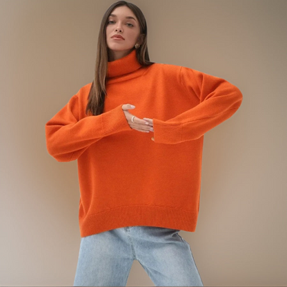 Pull Col Roulé Femme Élégant Hiver