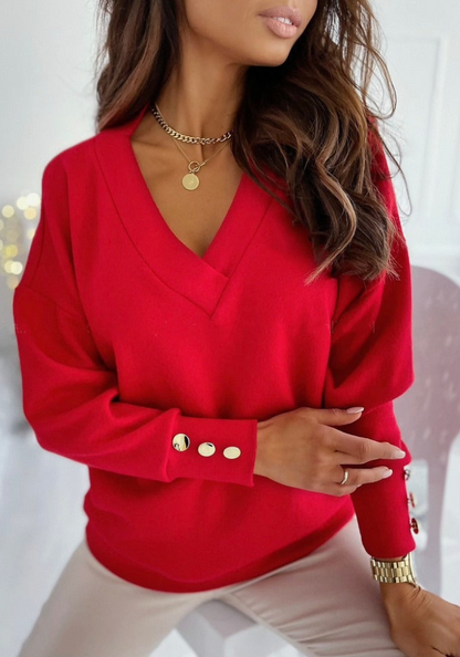 Pull Femme Col V Marine Chic et Élégant