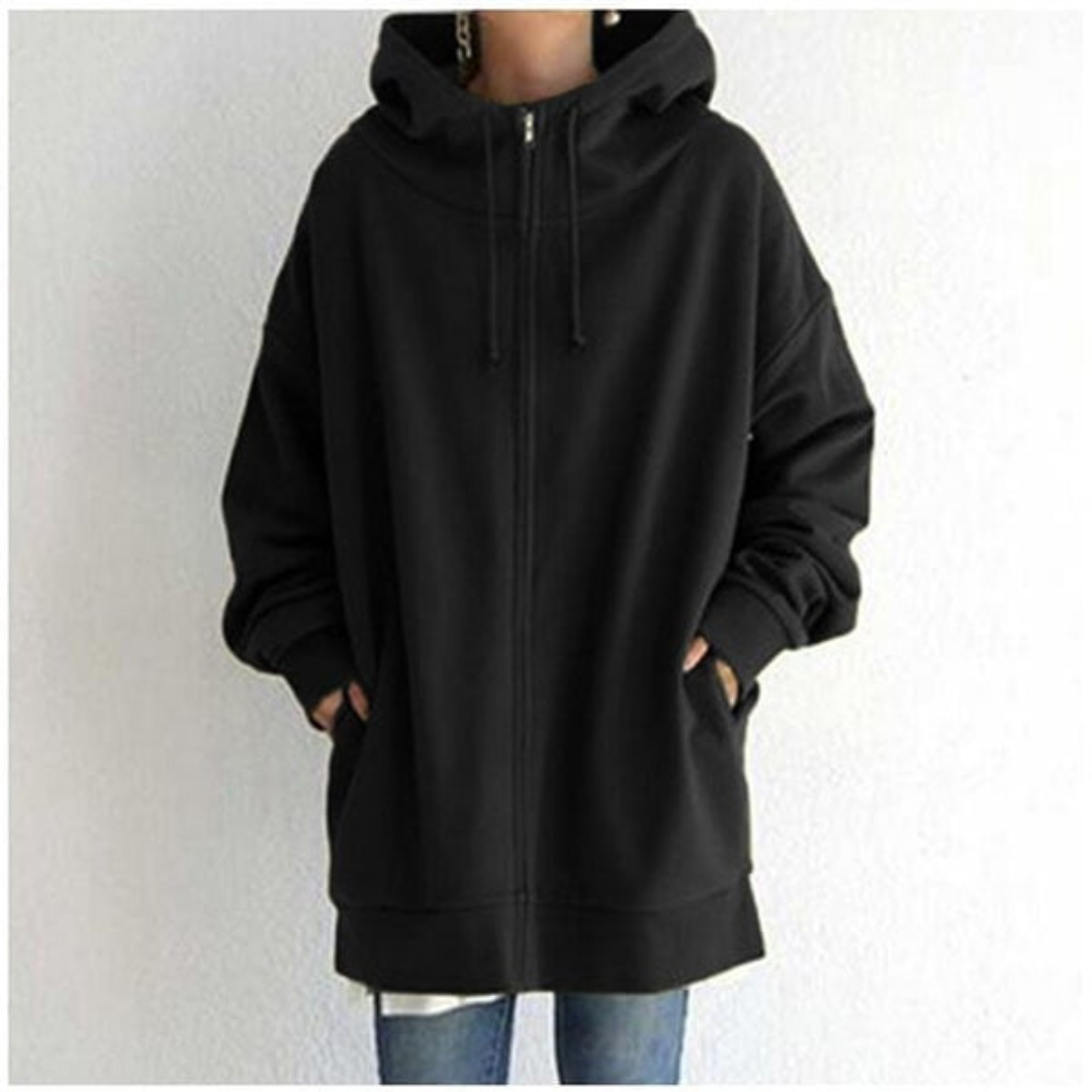 Sweat à Capuche Sport Zippé Noir Unisexe