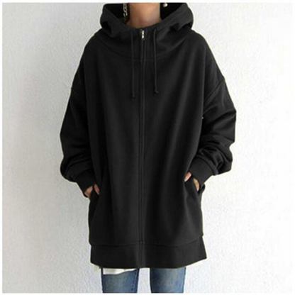 Sweat à Capuche Sport Zippé Noir Unisexe