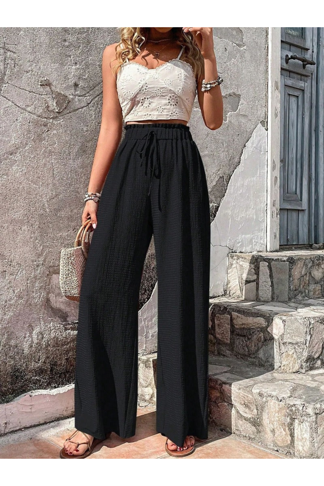 Pantalon Femme Élégant Jambes Larges