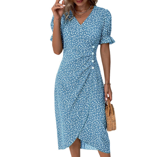 Robe Été Floral Manches Courtes Legère - PanierRoyale