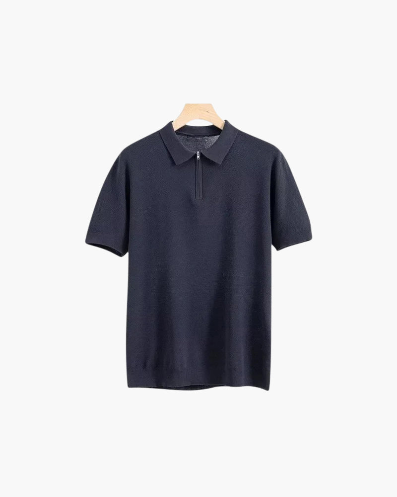 Chemise Polo Homme Manches Courtes ZIP Décontracté