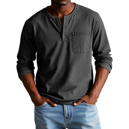 Chemise Classique en Coton Col Rond Manches Longues