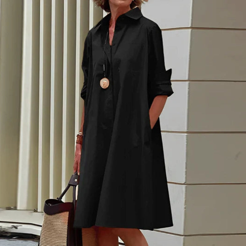 Robe Chemisier Femme Élégant Manches Courtes