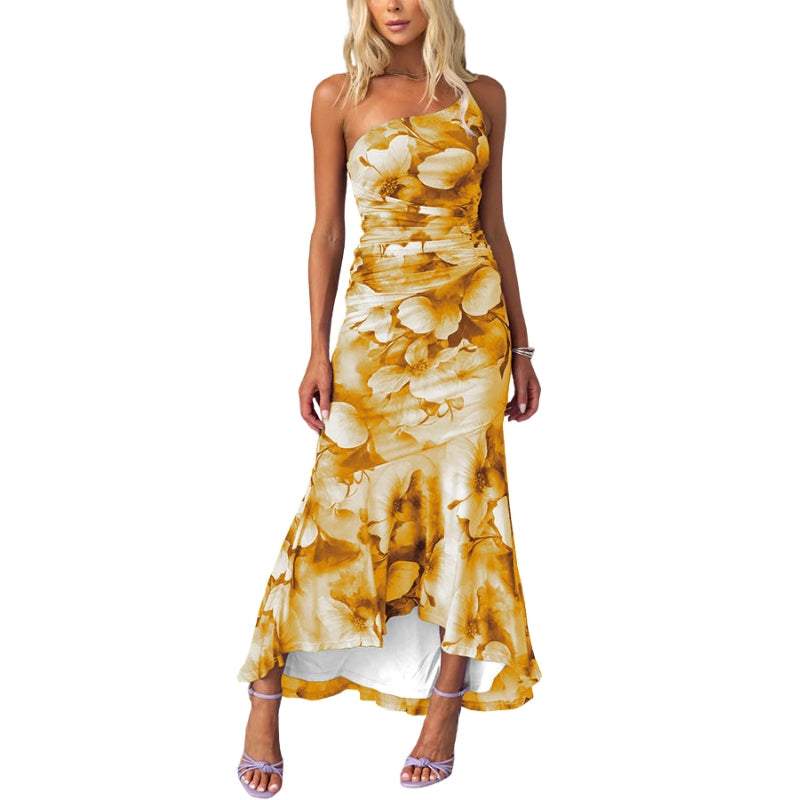Robe Élégante sans Manches Fleurs Imprimées
