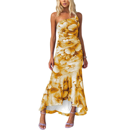 Robe Élégante sans Manches Fleurs Imprimées