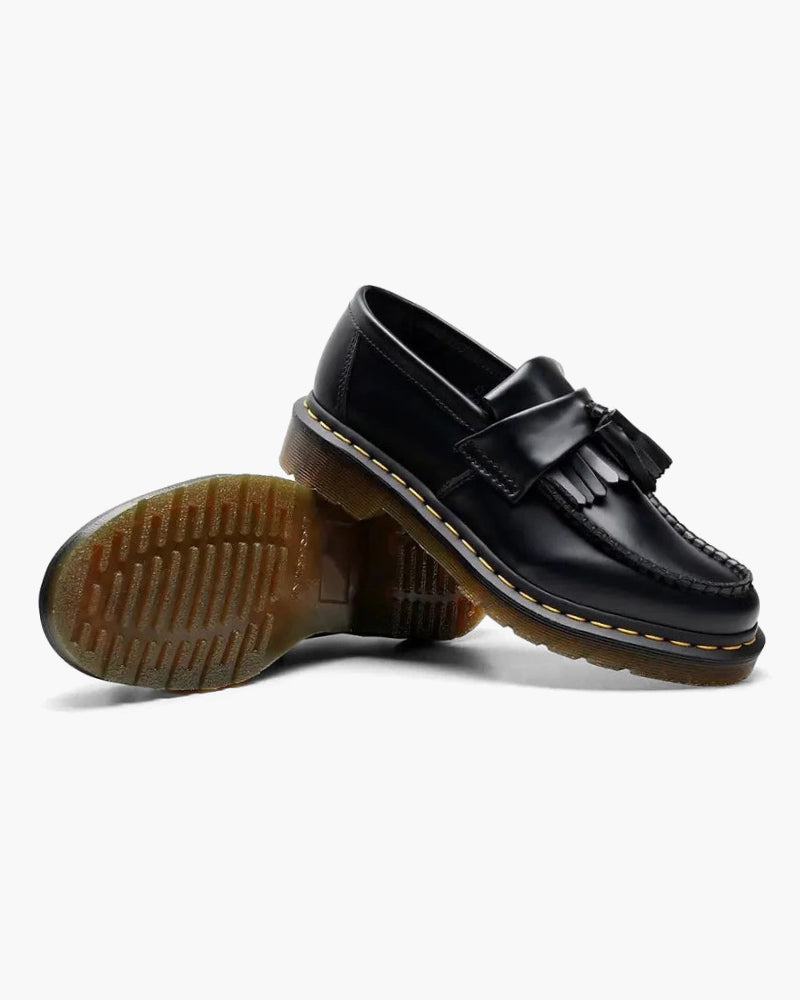 Chaussures Loafer Noir Cuir à Franges Élégantes