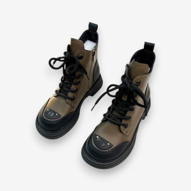 Bottes Femmes Haut Talon Bloc avec Lacets Casual