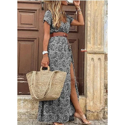 Robe Longue Soirée Élégante à Ceinture