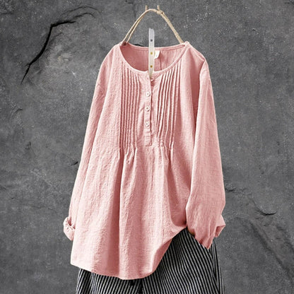 Blouse Femme Été Légère avec Plis et Boutons Décontractés