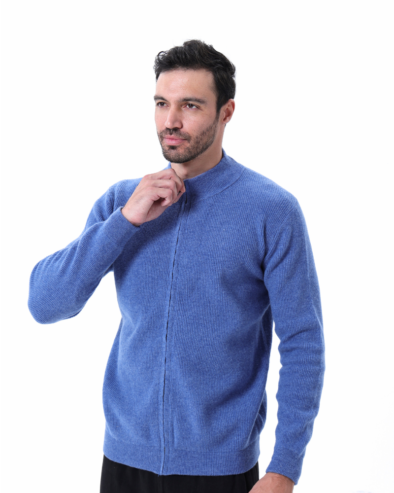 Pull en cachemire pour homme avec fermeture éclair