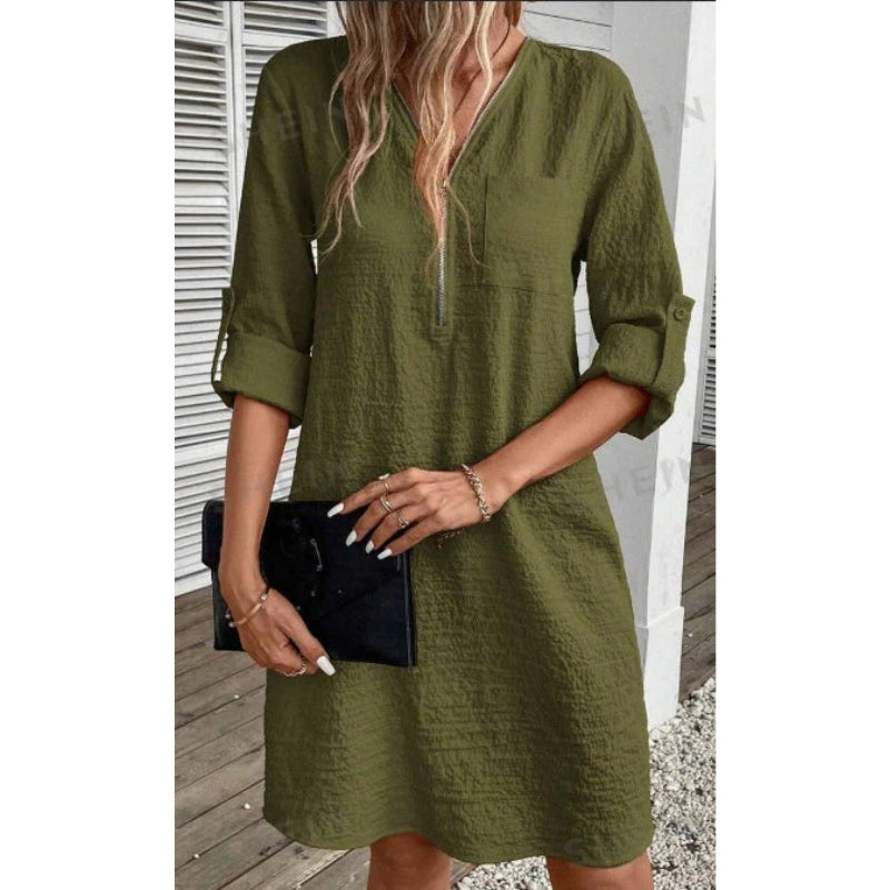 Robe Éclairée Devant Manches Courtes Fashionable