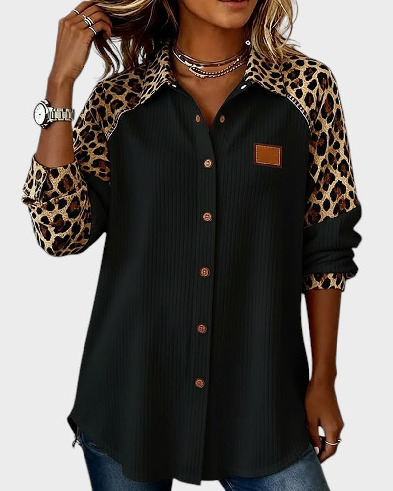 Chemise Femme Imprimé Léopard Coupe Décontractée Chic