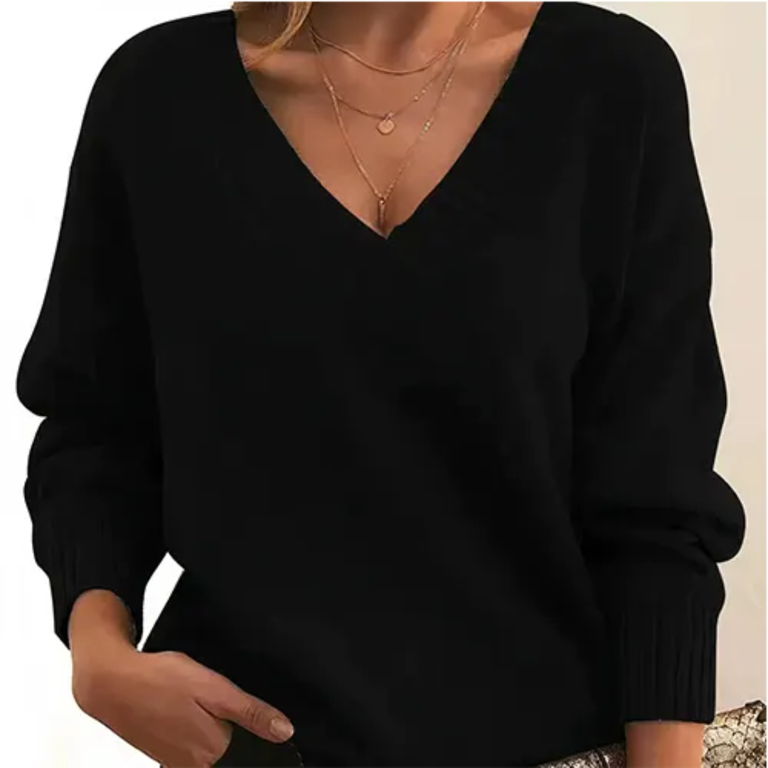 Pull Femme Col V Doux et Chaude pour Hiver