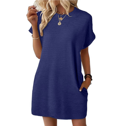 Robe Femme Décontractée Col Rond Poches Pratiques