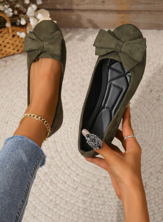 Ballerines femme cuir noir vert foncé tendance décontractée - PanierRoyale