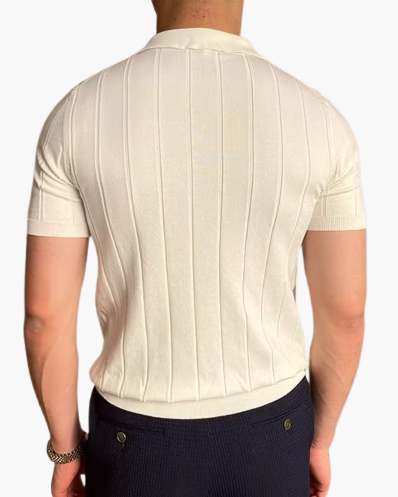 Chemise Poloshirt Homme Slim Fit à Rayures pour Bureau