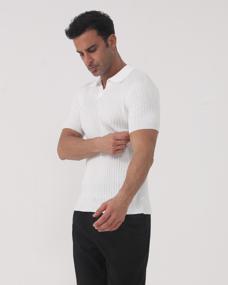 Chemise Homme Col V Poloshirt Coton Décontracté