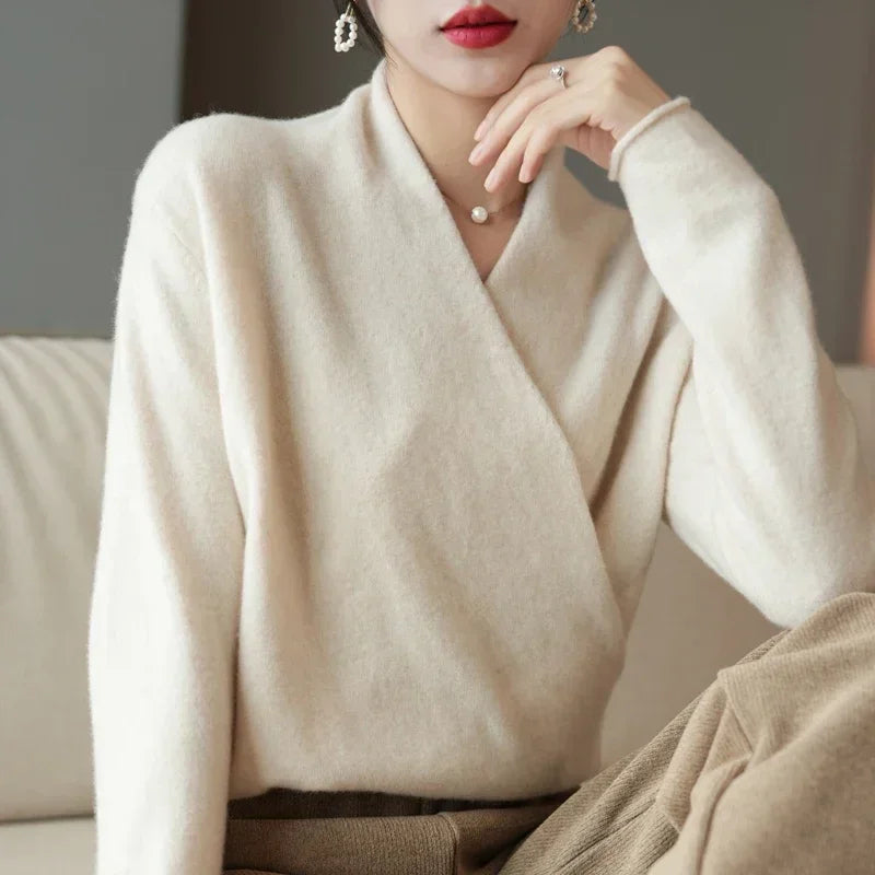 Pull Cache-cœur Femme Maille Col V