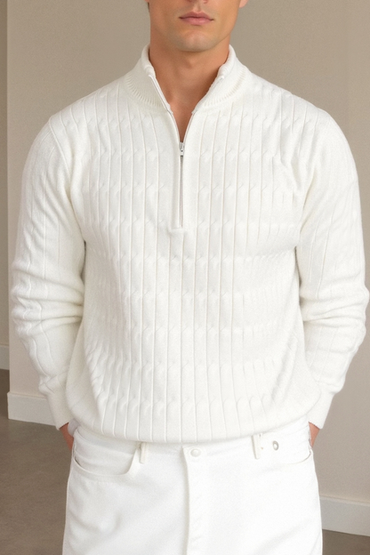 Pull-over Col Rond zippé Élégant et Chaud pour Hiver