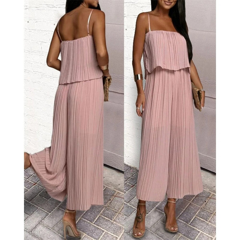 Robe de Soirée Plissée Élégante avec Bretelles Réglables