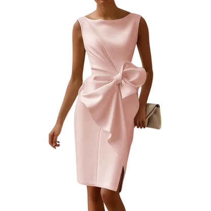 Robe Élégante Courte sans Manches en Découpe