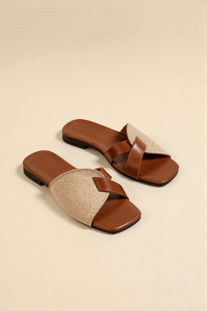 Sandales Beige en Cuir avec Détails Luxe