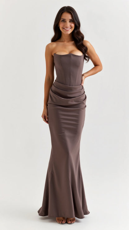 Robe de cérémonie femme longue pour invitées de mariage