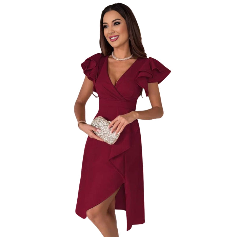 Robe Été Courte avec Dentelles et Décolleté Profond