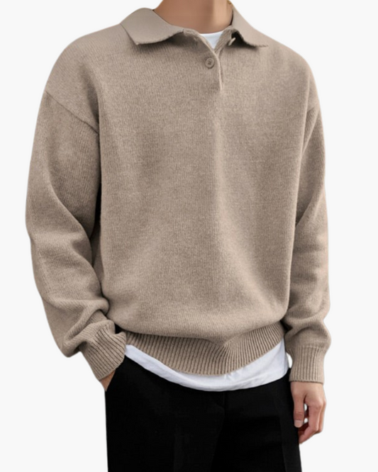 Pull Homme en Laine Chaud avec Col Polo - BerlinGlamour