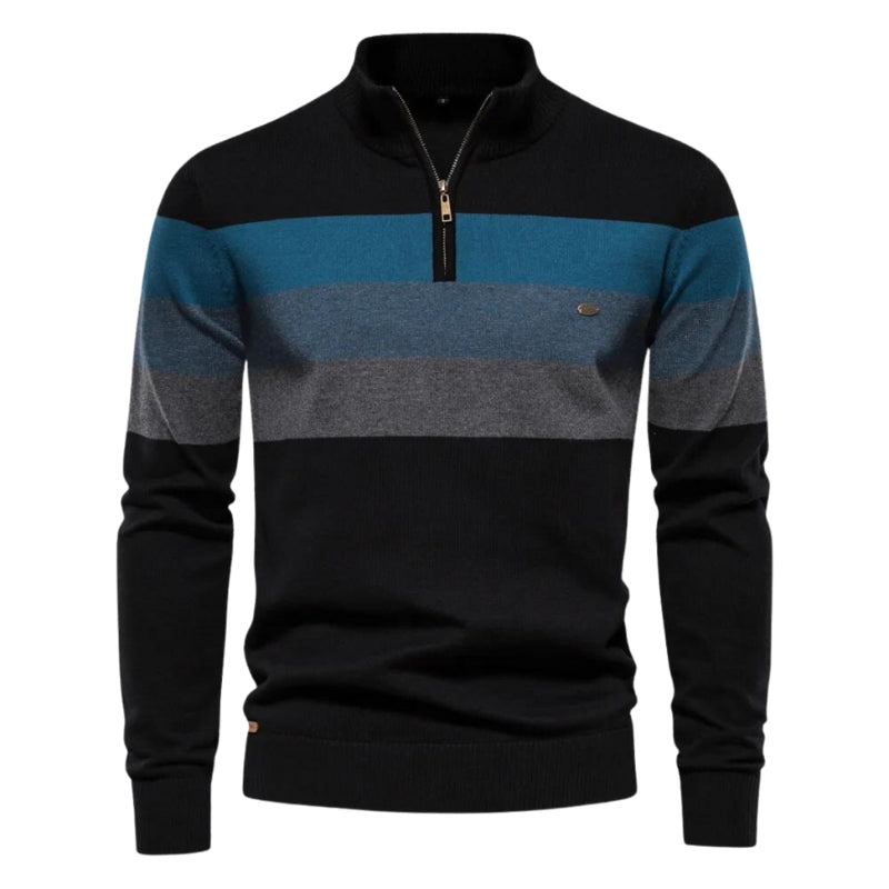Pull à Manches Longues Col Montant Rayé pour Hiver