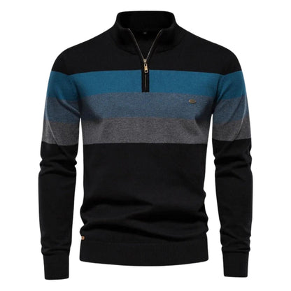 Pull à Manches Longues Col Montant Rayé pour Hiver