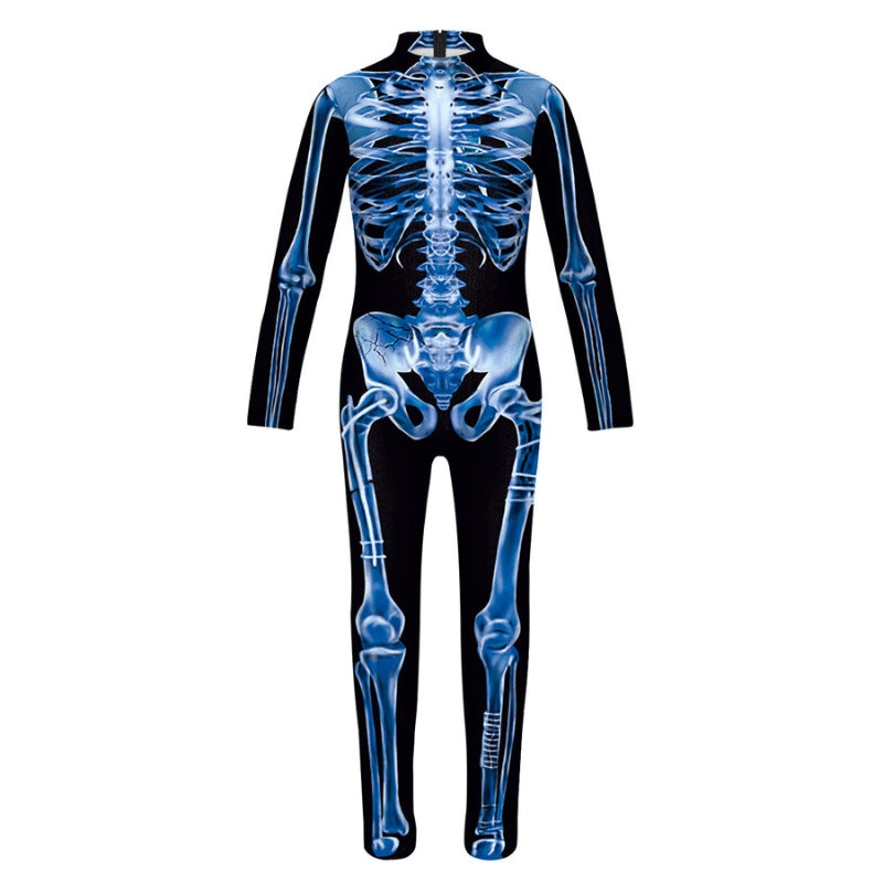 Combinaison Fantôme Imprimé Radiographique Étendu avec Fermeture Éclair - PanierRoyale