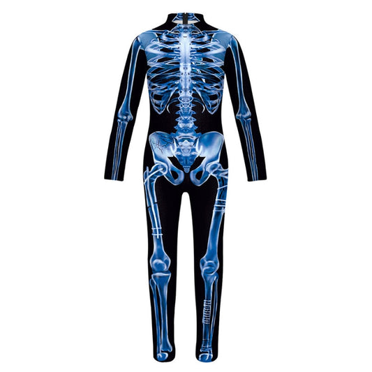 Combinaison Fantôme Imprimé Radiographique Étendu avec Fermeture Éclair - PanierRoyale