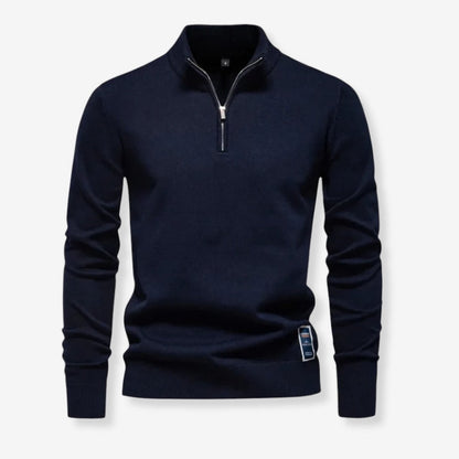 Pull Homme Col Zippé Manches Longues Chic