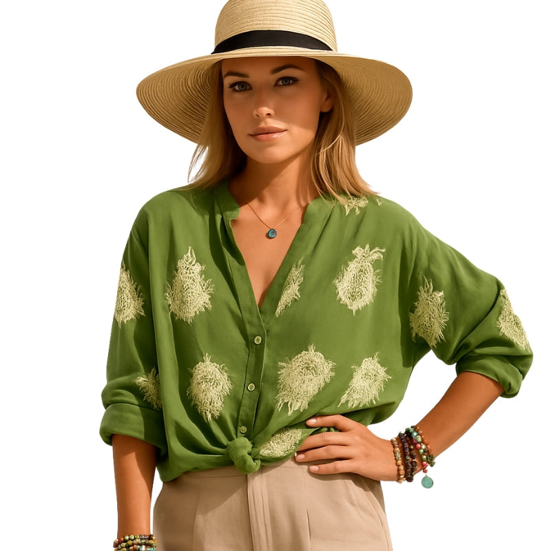 Chemise Femme Élégante Manches Longues Décolleté Plongeant