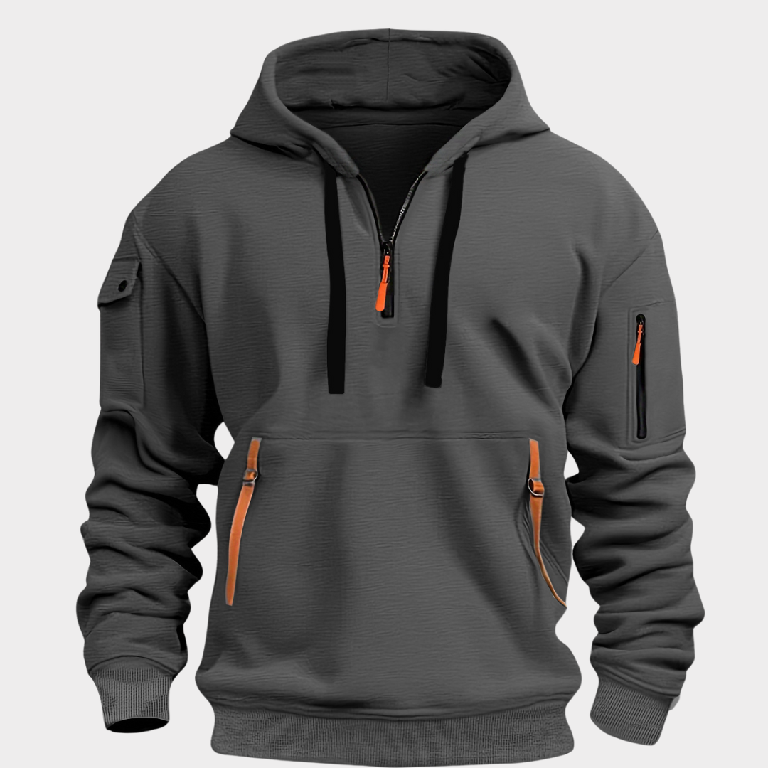 Sweat à Capuche Gris Taille Large
