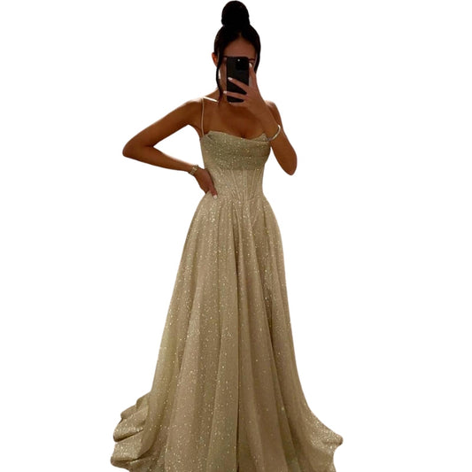 Robe Soirée Longue Sans Manches en Dentelle - PanierRoyale