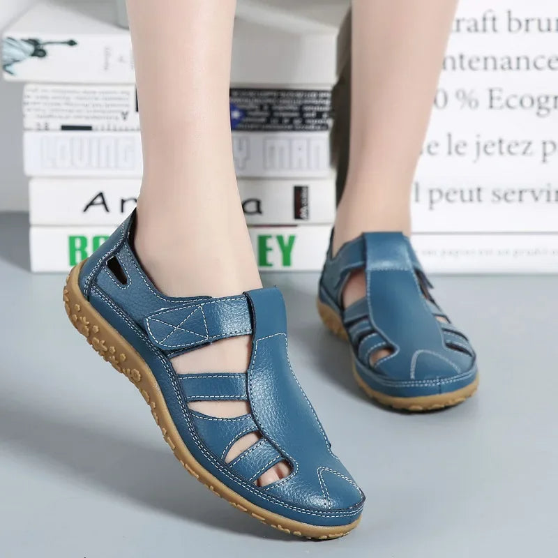 Sandales Femmes Cuir Marine avec Semelle Antidérapante - PanierRoyale