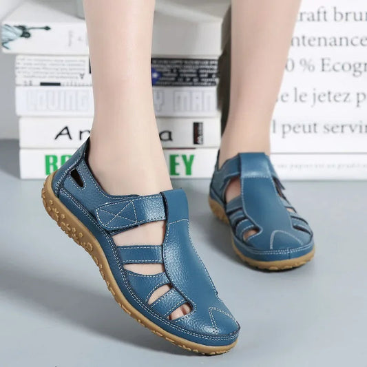 Sandales Femmes Cuir Marine avec Semelle Antidérapante - PanierRoyale