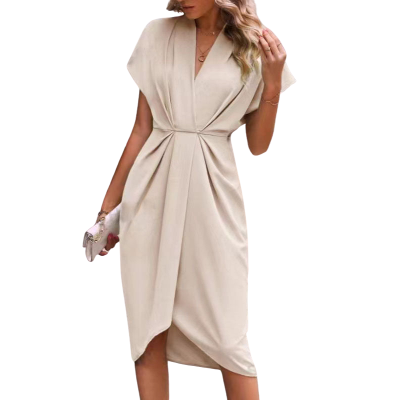 Robe Femme Col V Fente Latérale Élégante