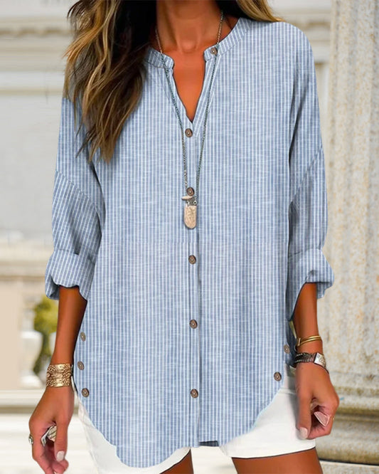 Chemise Rayée pour Femme Élégante à Boutons - PanierRoyale