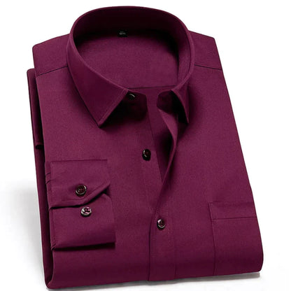 Chemise Homme Classique à Manches Longues Col Italien