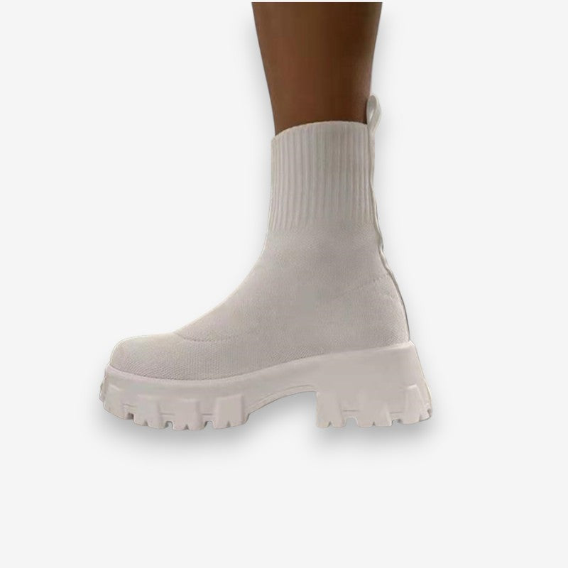 Bottines Femme Neige avec Semelle Antidérapante et Fermeture Éclair Rapide
