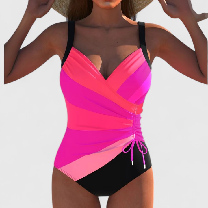 Maillot de bain une pièce Femme Col V Croisé Lien Latéral