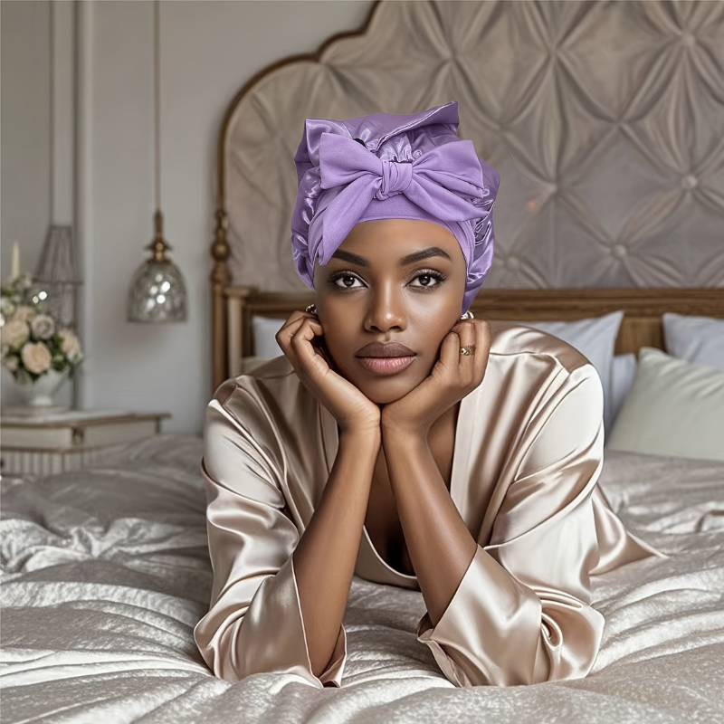 Bonnet de nuit en soie douce pour cheveux délicats
