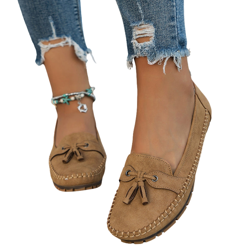 Chaussures Plates Femmes Élégantes en Cuir Noir - PanierRoyale