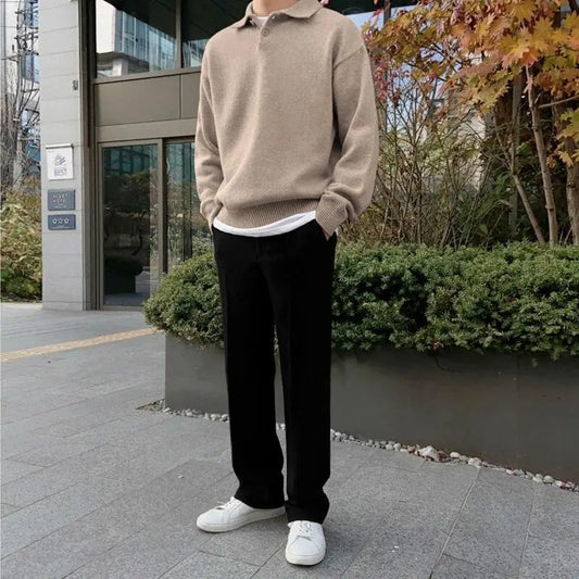 Pull Homme Classique en Tricot avec Col Rond et Boutons - PanierRoyale