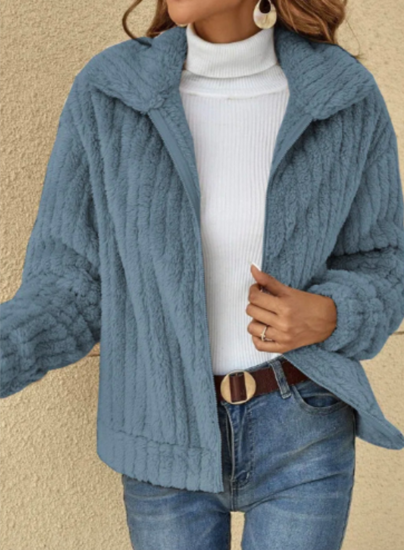 Veste en Fausse Fourrure Brun Clair Femme
